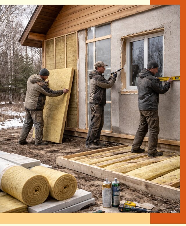 Утепление дачного дома в Железногорске от 4910 руб/м2 — недорого | ТепломастерЖлр