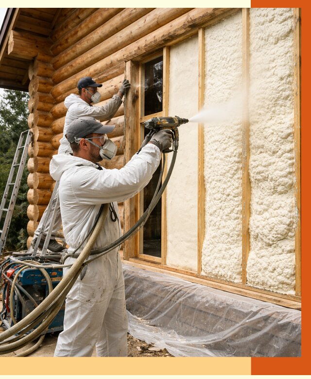 Утепление деревянного дома ППУ в Железногорске от 4342 руб/м2 | ТепломастерЖлр — под ключ