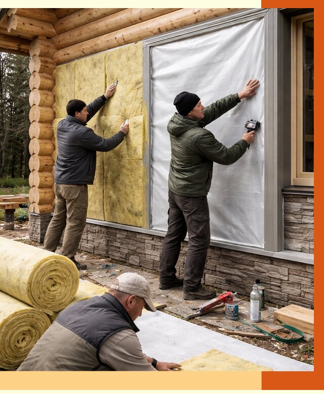 Утепление бревенчатого дома в Железногорске от 7908 руб/м2 — заказать под ключ | ТепломастерЖлр