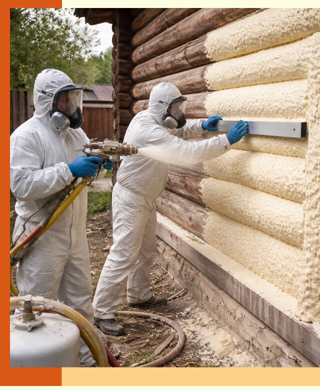 Утепление бревенчатого дома ППУ в Железногорске эффективной изоляцией