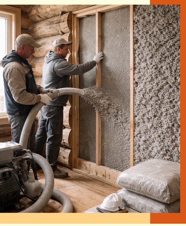 Утепление бревенчатого дома эковатой в Железногорске от 2843 руб. | ТепломастерЖлр