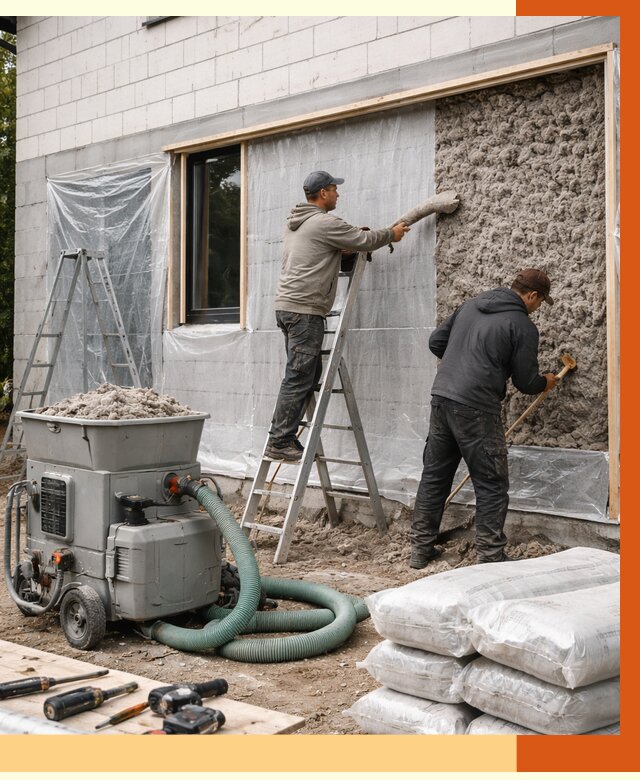 Утепление дома из газобетона эковатой в Железногорске от 4652 руб./м2 | ТепломастерЖлр