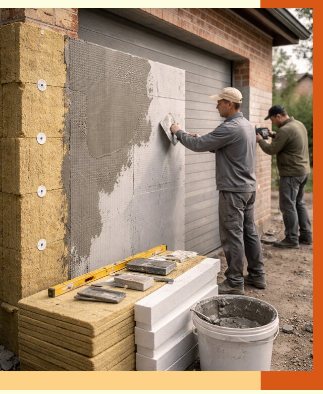 Утепление гаража снаружи в Железногорске от 4342 руб. за м2 — наружное утепление под ключ | ТепломастерЖлр