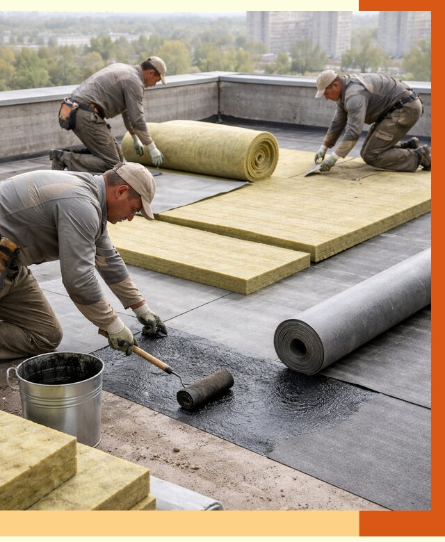 Утепление плоской крыши в Железногорске от 7443 руб./м2 под ключ | ТепломастерЖлр