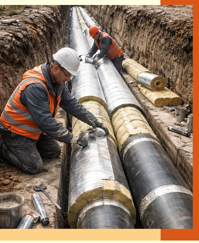 Утепление теплотрассы в Железногорске от 4652 руб./м2 — ппу и комплексная изоляция | ТепломастерЖлр