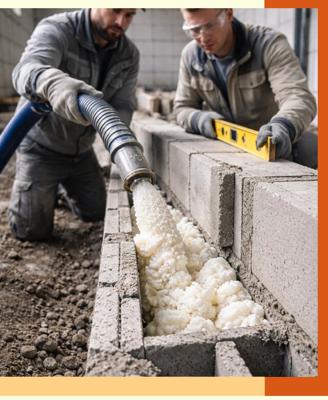 Заполнение колодцевой кладки ППУ в Железногорске от 4342 руб. за м2 | ТепломастерЖлр