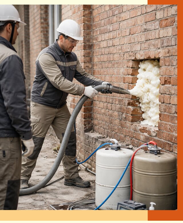 Заливка ППУ в пустоты кирпичной стены в Железногорске от 2843 руб. | ТепломастерЖлр