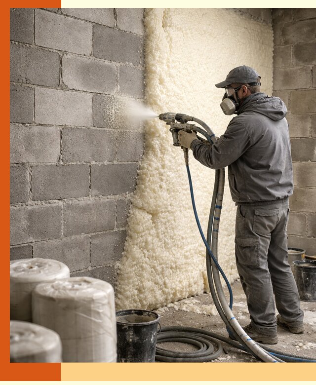 Утепление блочной стены ППУ в Железногорске качественно и надёжно