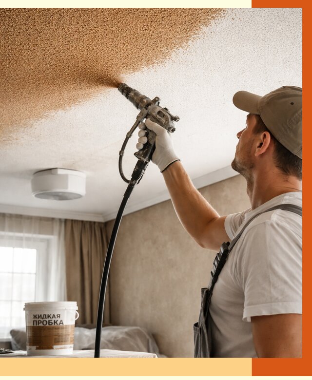 Утепление потолка жидкой пробкой в Железногорске от 3618 руб. | ТепломастерЖлр