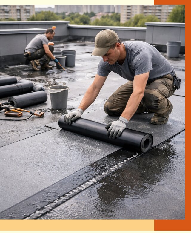 Гидроизоляция плоской кровли в Железногорске от 4652 руб./м2 — профессионально | ТепломастерЖлр