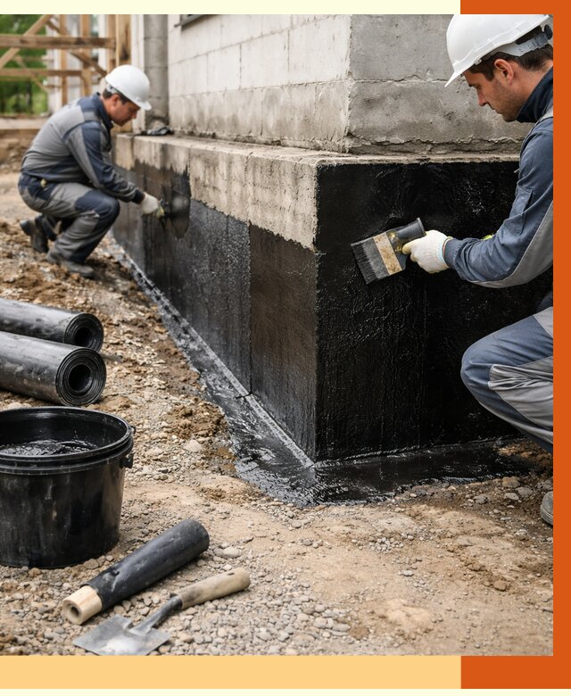 Гидроизоляция фундамента в Железногорске от 1292 руб. — профессионально, под ключ | ТепломастерЖлр