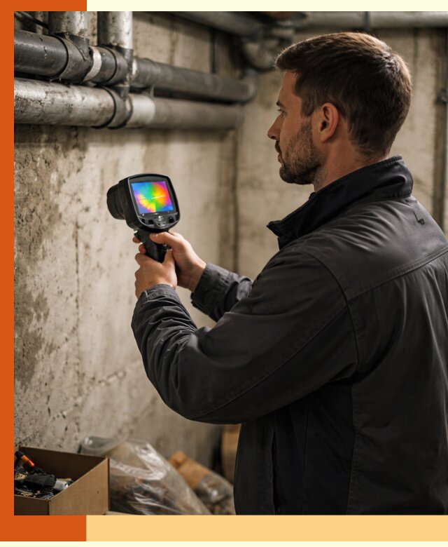 Тепловизионное обследование подвала в Железногорске для поиска утечек тепла