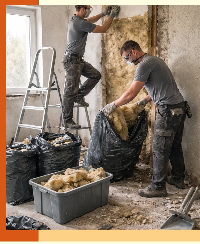 Демонтаж старого утеплителя и вывоз отходов в Железногорске